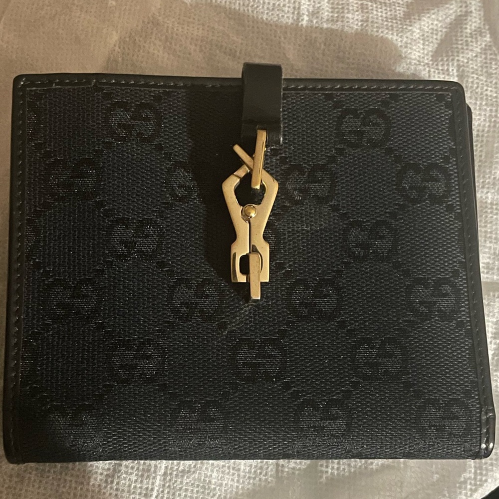 Gucci Black Wallet with Gold Accent EUC - Picture 1 of 11
